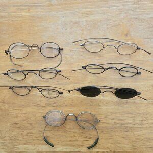 Antique lot of 7 pair wire rim spectacles eyeglasses